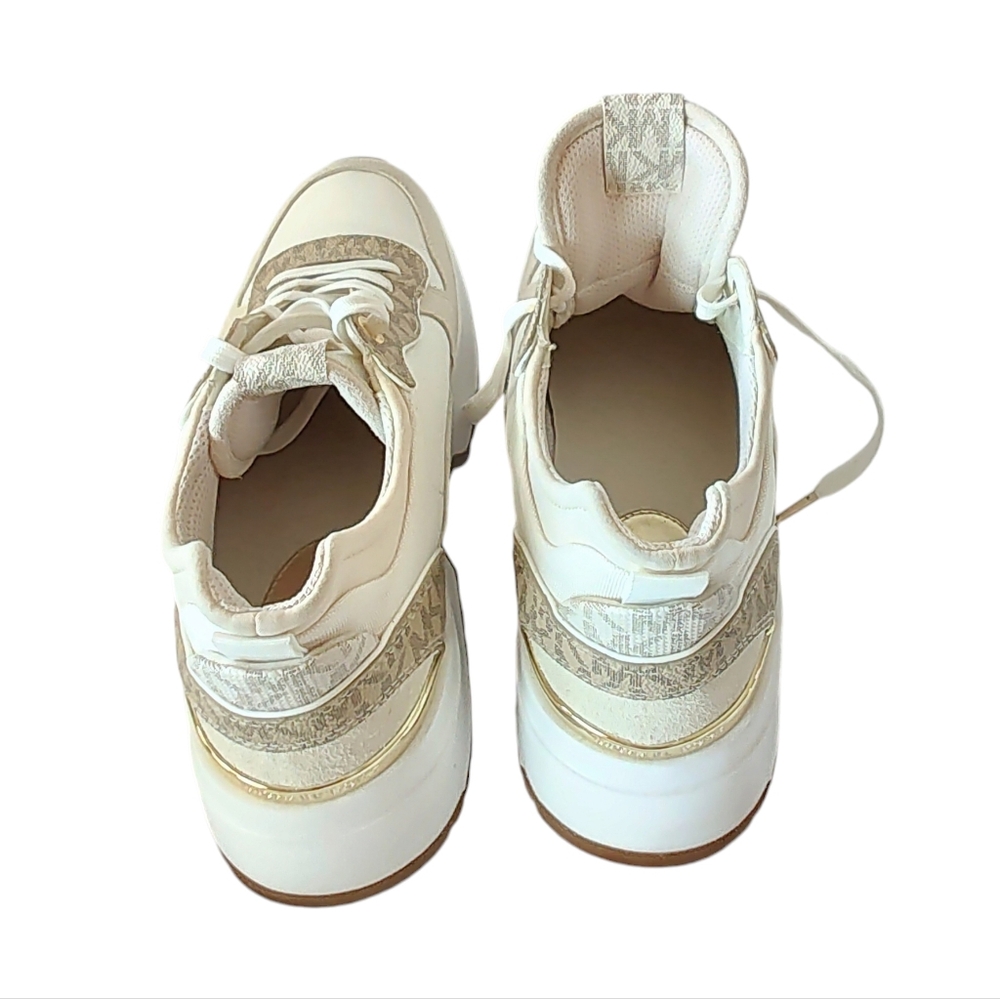 Michael Kors Muse Mesh Trainer Sneakers Gold Tennis Shoes - Picture 5 of 8